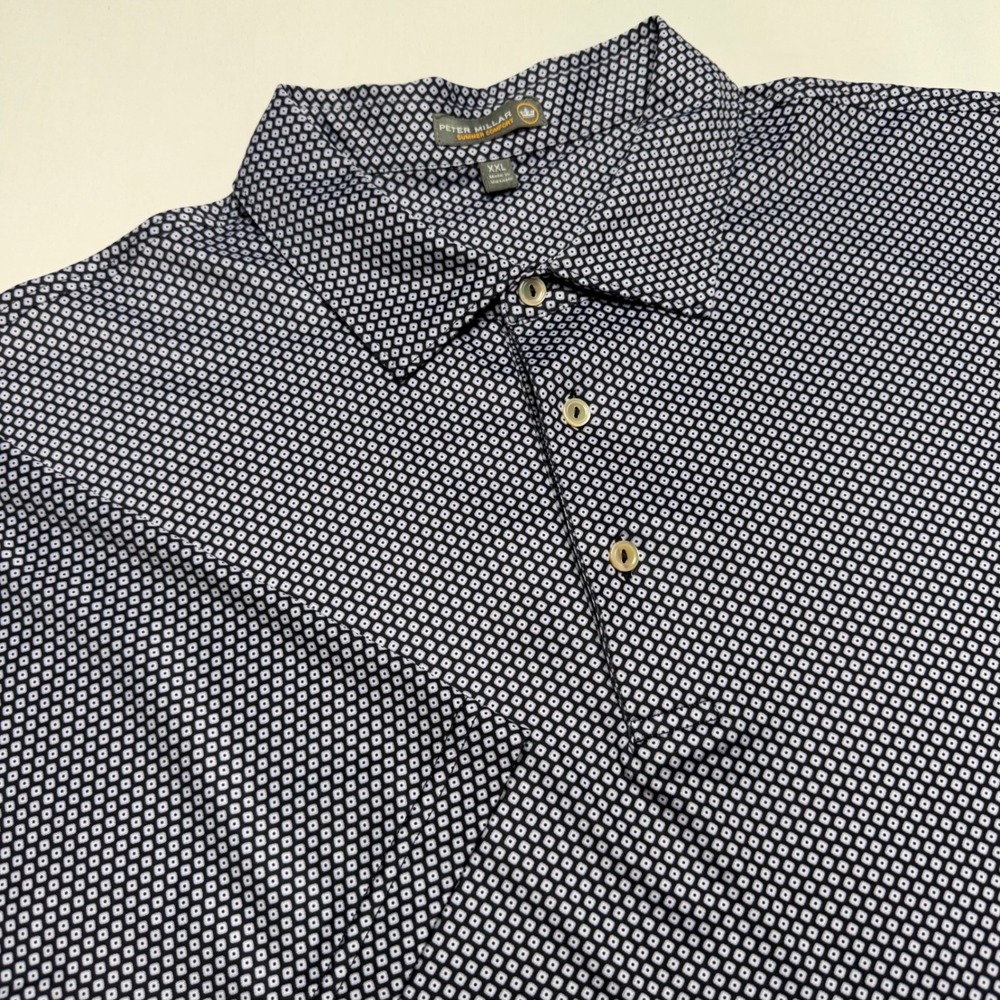 Peter Millar Summer Comfort Polo Shirt Mens XXL Geometric Pattern Short Sleeve